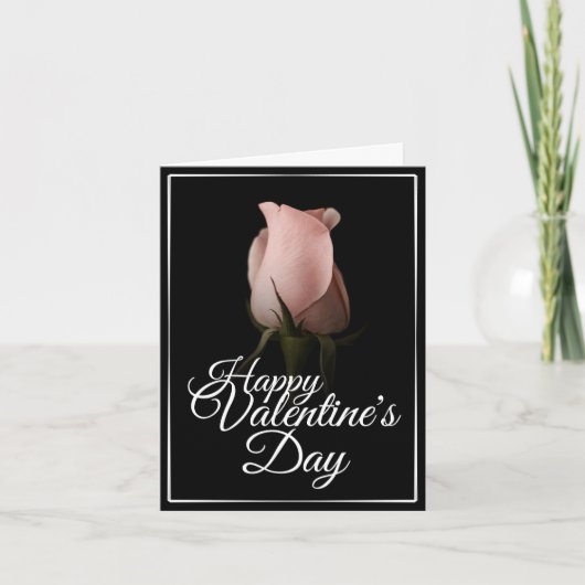 Glücklicher Valentinstag mit rosa Rosa Karte (Vorderseite)