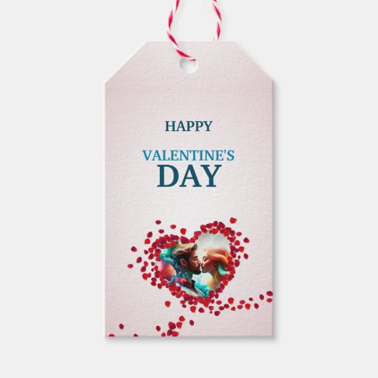Glücklicher Valentinstag mit Rose Geschenkanhänger (Vorderseite)