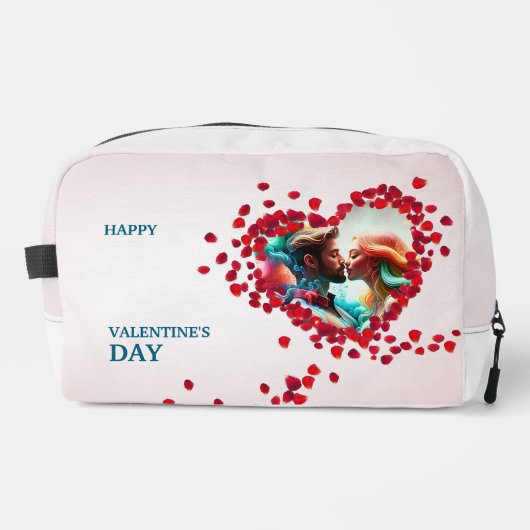 Glücklicher Valentinstag mit Rose Waschbeutel (Vorderseite)