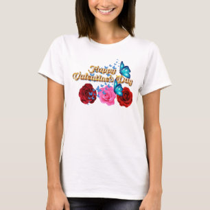Glücklicher Valentinstag mit Schmetterling T-Shirt