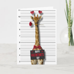 Glücklicher Valentinstag Mugshot schuldig Giraffe  Karte