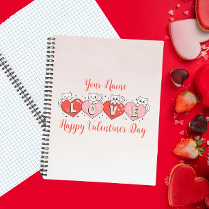 Glücklicher Valentinstag, Niedliche Herzkatzen Notizblock