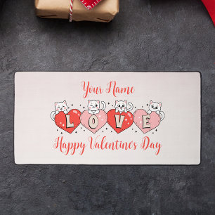 Glücklicher Valentinstag, Niedliche Herzkatzen Schreibtischunterlage