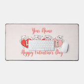 Glücklicher Valentinstag, Niedliche Herzkatzen Schreibtischunterlage (Tastatur & Maus)