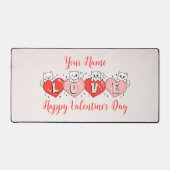 Glücklicher Valentinstag, Niedliche Herzkatzen Schreibtischunterlage (Vorderseite)
