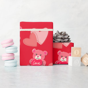 Glücklicher Valentinstag niedlicher Bär Geschenkpapier