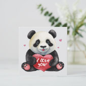 Glücklicher Valentinstag Panda Feiertagskarte (Stehend Vorderseite)