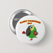 glücklicher Valentinstag Papagei Button (Vorne & Hinten)