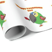 glücklicher Valentinstag Papagei Geschenkpapier (Rolleneckpunkt)