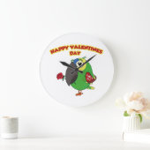 glücklicher Valentinstag Papagei Große Wanduhr (Zuhause)