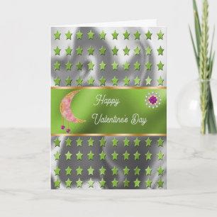 Glücklicher Valentinstag Pinker Mond Juwelen & Ste Karte