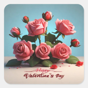 Glücklicher Valentinstag Quadratischer Aufkleber