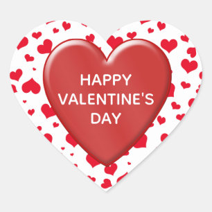 Glücklicher Valentinstag Random Red Hearts Muster Herz-Aufkleber