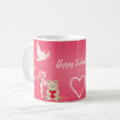 Glücklicher Valentinstag Rosa Herz Tasse (Vorderseite Links)