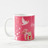 Glücklicher Valentinstag Rosa Herz Tasse (Links)