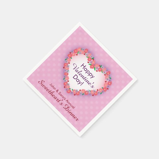 Glücklicher Valentinstag, rosa Schatz-Abendessen Serviette (Ecke)