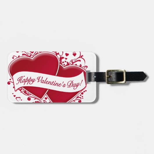 Glücklicher Valentinstag! Rote Herzen Gepäckanhänger (Vorderseite horizontal)
