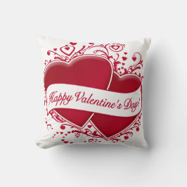 Glücklicher Valentinstag! Rote Herzen Kissen