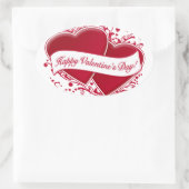 Glücklicher Valentinstag! Rote Herzen Ovaler Aufkleber (Tasche)