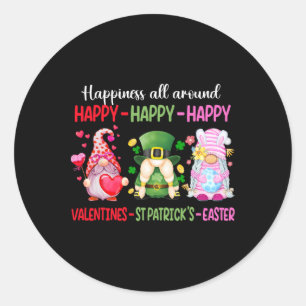 Glücklicher Valentinstag St. Patrick Ostern Gnom G Runder Aufkleber