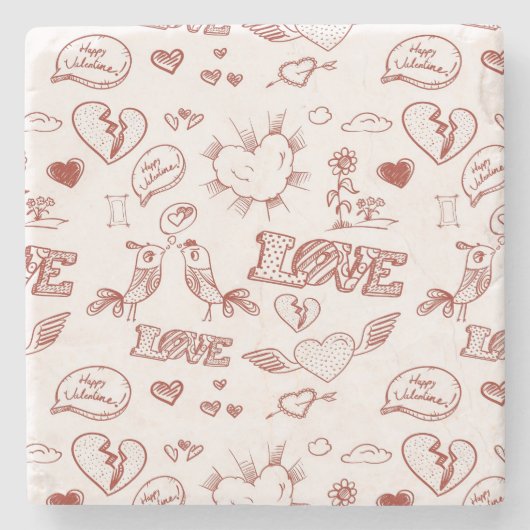Glücklicher Valentinstag Steinuntersetzer (Vorderseite)