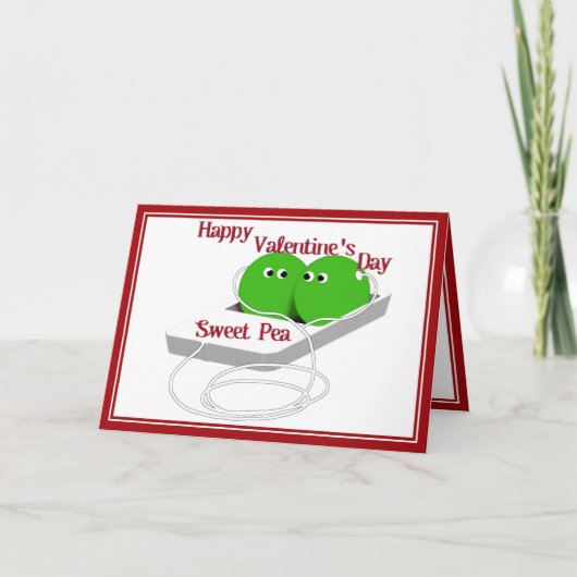 Glücklicher Valentinstag, süße Erbse Feiertagskarte (Vorderseite)