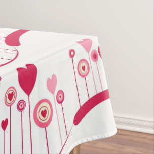 Glücklicher Valentinstag Tischdecke Rosa Rote Herz