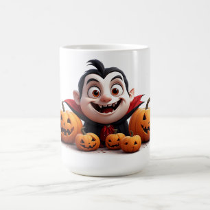 Glücklicher Vampirjunge mit Halloween-Kürbissen 🎃 Kaffeetasse