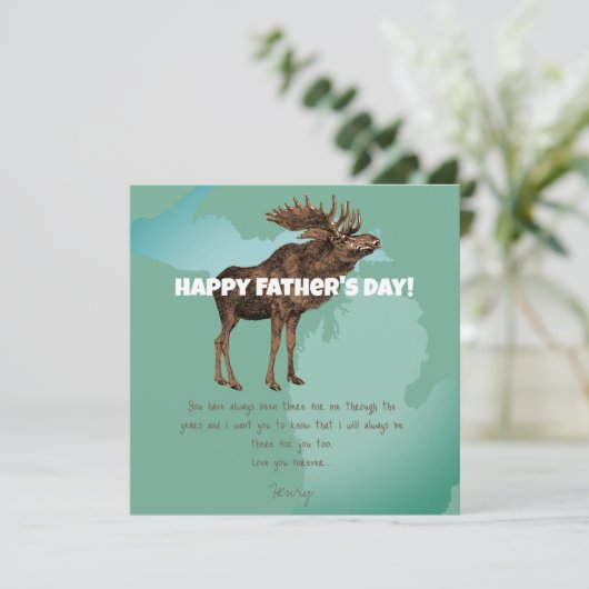 Glücklicher Vater Tag Michigan Moose Einladung (Stehend Vorderseite)