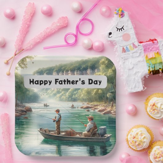 Glücklicher Vatertag Fischen Pappteller (Party)