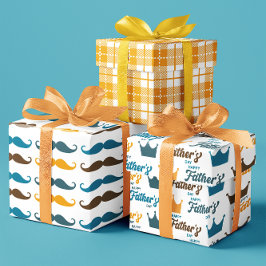 Glücklicher Vatertag Schnurrbart und Kronen Set vo Geschenkpapier Set