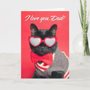Glücklicher Vatertag Schwarze Katze in Sonnenbrill Feiertagskarte