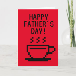 Glücklicher Vatertagskarte mit Pixel-Art-Kaffeetas Karte