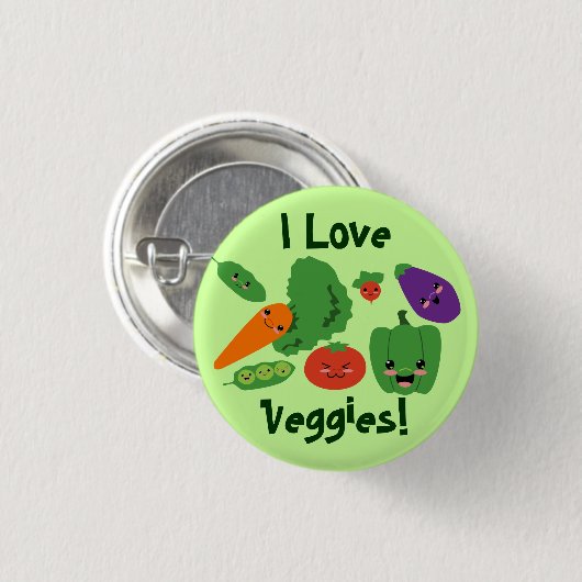 Glücklicher Veggies-Knopf Button (Vorne & Hinten)