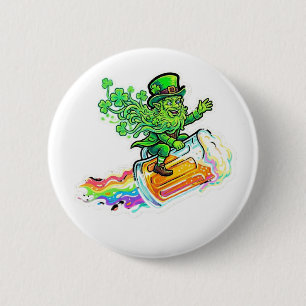 Glücklicher Verliebter psychedelischer Leprechaun- Button