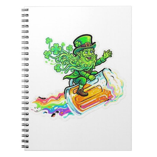 Glücklicher Verliebter psychedelischer Leprechaun- Notizblock (Vorderseite)