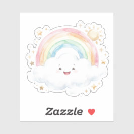 Glücklicher Vibes Lächelnde Wolke Regenbogen Schul Aufkleber