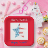 GLÜCKLICHER VIERTER ROTER SQUARE (STAR) PAPIERTELL PAPPTELLER (Party)