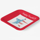 GLÜCKLICHER VIERTER ROTER SQUARE (STAR) PAPIERTELL PAPPTELLER (Gewinkelt)