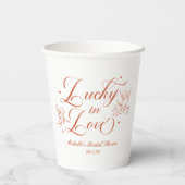 Glücklicher Vintage-Cupid-Hochzeitsdusche Pappbecher (Rückseite)