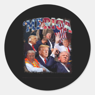 Glücklicher Vintage Trump 4. Juli Patriotischer Am Runder Aufkleber