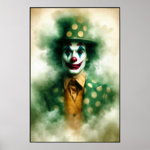 Glücklicher Vintage-Wasserfarben-Clown mit einem f Poster