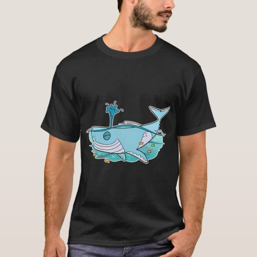 Glücklicher Wal Schwimmt T-Shirt (Vorderseite)