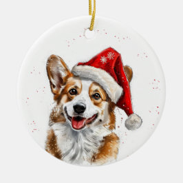 Glücklicher walisischer Corgi-Hund Weihnachten Per Keramik Ornament