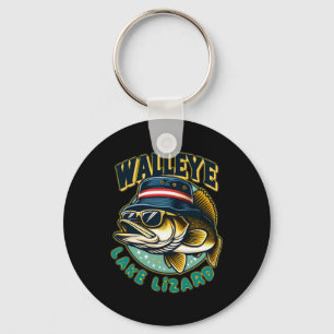 Glücklicher Walleye-See-Echsen-Angler Schlüsselanhänger