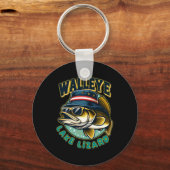 Glücklicher Walleye-See-Echsen-Angler Schlüsselanhänger (Vorderseite)