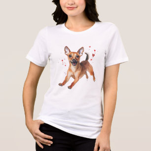 Glücklicher Wasserfarben-Chihuahua-Mix Spielzeug-H Tri-Blend Shirt