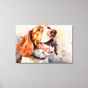 Glücklicher Wasserfarben-Hund-Kunst-Druck Leinwanddruck