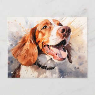 Glücklicher Wasserfarben-Hund-Kunst-Druck Postkarte