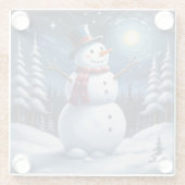 Glücklicher Weihnachts-Schneemann Glasuntersetzer (Rückseite)